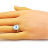 Anillo Multi Piedra 01.341.0108 Oro Laminado, Diseño de Gota y Ojo Griego, con Blanca Micro Pave and Marfil Madre Perla, Pulido, Tono Dorado (One size fits all)