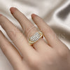 Anillo Multi Piedra 01.372.0002 Oro Laminado, Diseño de Corazón, con Blanca Cristal, Pulido, Tono Dorado (One size fits all)