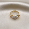 Anillo Multi Piedra 01.372.0002 Oro Laminado, Diseño de Corazón, con Blanca Cristal, Pulido, Tono Dorado (One size fits all)