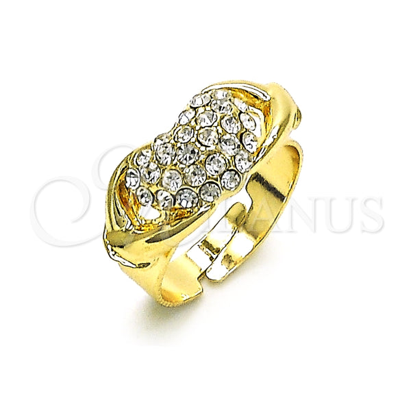 Anillo Multi Piedra 01.372.0002 Oro Laminado, Diseño de Corazón, con Blanca Cristal, Pulido, Tono Dorado (One size fits all)