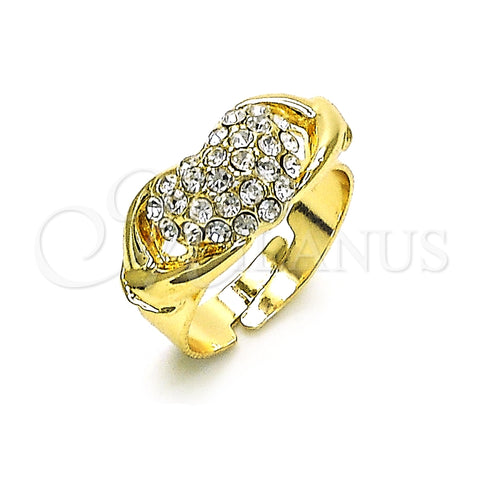 Anillo Multi Piedra 01.372.0002 Oro Laminado, Diseño de Corazón, con Blanca Cristal, Pulido, Tono Dorado (One size fits all)