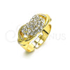 Anillo Multi Piedra 01.372.0002 Oro Laminado, Diseño de Corazón, con Blanca Cristal, Pulido, Tono Dorado (One size fits all)
