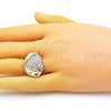 Anillo Multi Piedra 01.372.0004 Oro Laminado, Diseño de Corazón, con Blanca Cristal, Pulido, Tono Dorado (One size fits all)
