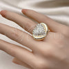 Anillo Multi Piedra 01.372.0004 Oro Laminado, Diseño de Corazón, con Blanca Cristal, Pulido, Tono Dorado (One size fits all)
