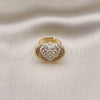Anillo Multi Piedra 01.372.0004 Oro Laminado, Diseño de Corazón, con Blanca Cristal, Pulido, Tono Dorado (One size fits all)