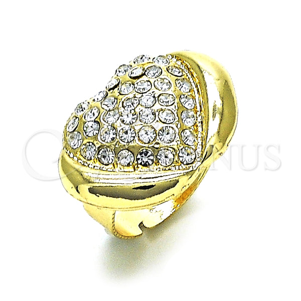 Anillo Multi Piedra 01.372.0004 Oro Laminado, Diseño de Corazón, con Blanca Cristal, Pulido, Tono Dorado (One size fits all)