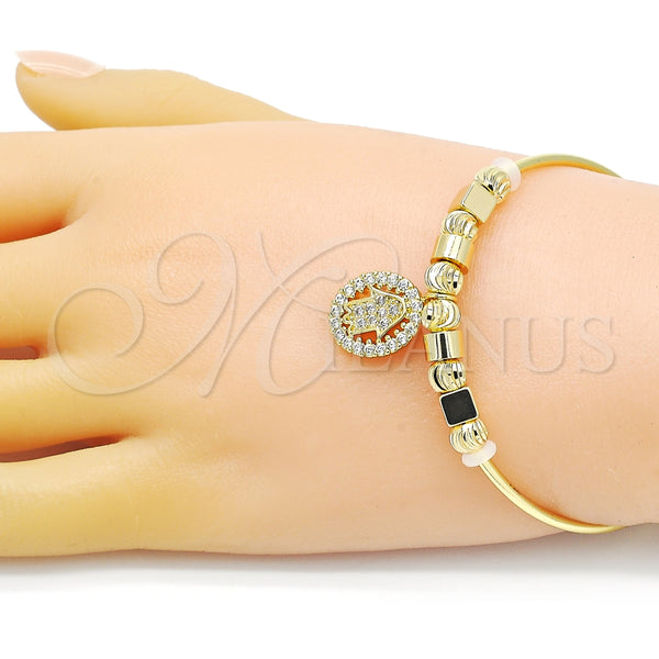 Aro Individual 07.299.0005 Oro Laminado, Diseño de Mano de Dios, con Blanca Micro Pave, Diamantado, Tono Dorado (02 MM Thickness, One size fits all)