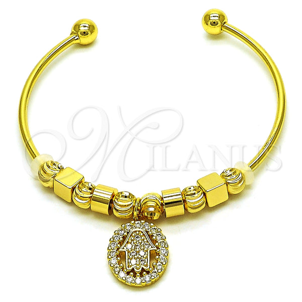 Aro Individual 07.299.0005 Oro Laminado, Diseño de Mano de Dios, con Blanca Micro Pave, Diamantado, Tono Dorado (02 MM Thickness, One size fits all)