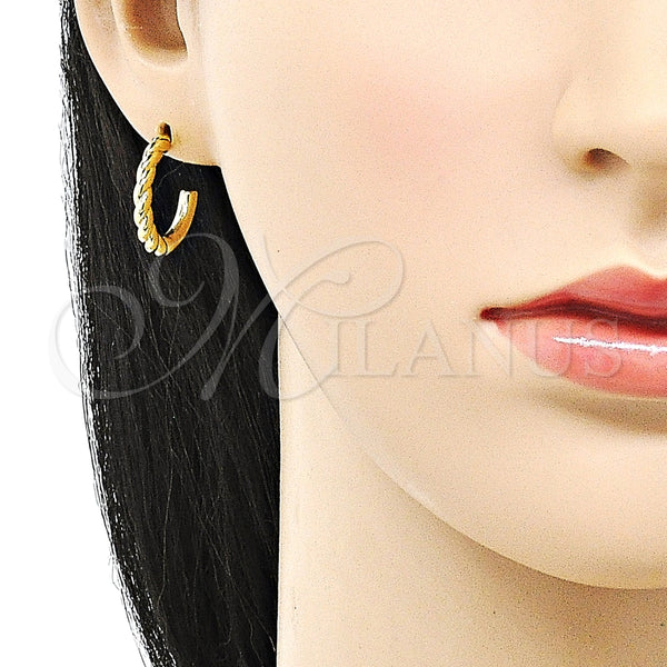 Argolla Pequeña 02.385.0011.20 Oro Laminado, Diseño de Torcido, Pulido, Tono Dorado