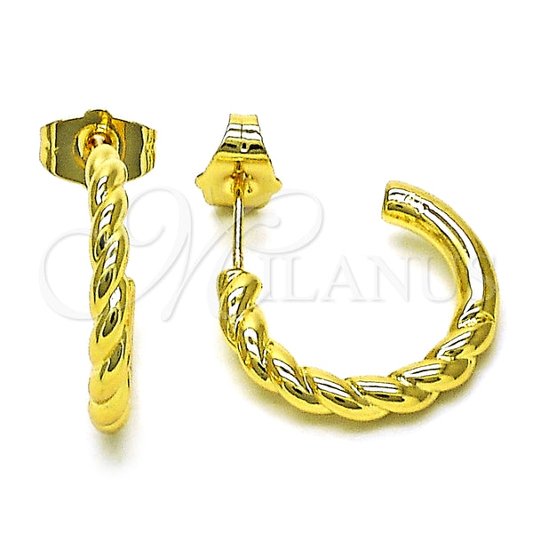 Argolla Pequeña 02.385.0011.20 Oro Laminado, Diseño de Torcido, Pulido, Tono Dorado