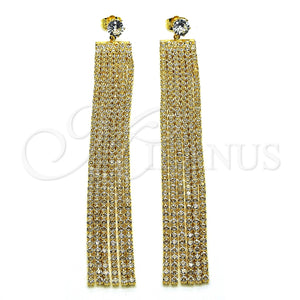 Arete Largo 02.268.0105 Oro Laminado, con Blanca Cristal and Blanca Zirconia Cubica, Pulido, Tono Dorado