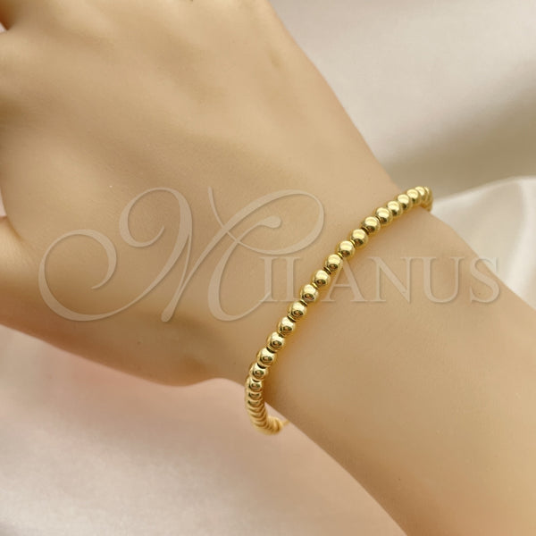 Pulsera Elegante 03.32.0582.07 Oro Laminado, Diseño de Bola, Pulido, Tono Dorado (04 MM Thickness, 7 Inches Length)