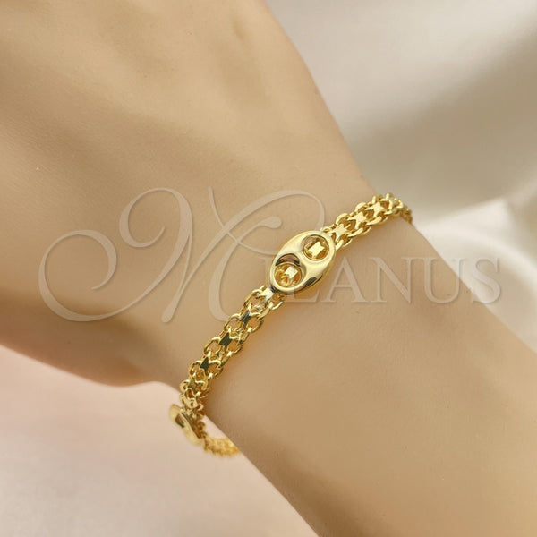 Pulsera Elegante 03.32.0583.07 Oro Laminado, Diseño de Puff Mariner y Bismarco, Pulido, Tono Dorado (06 MM Thickness, 7 Inches Length)