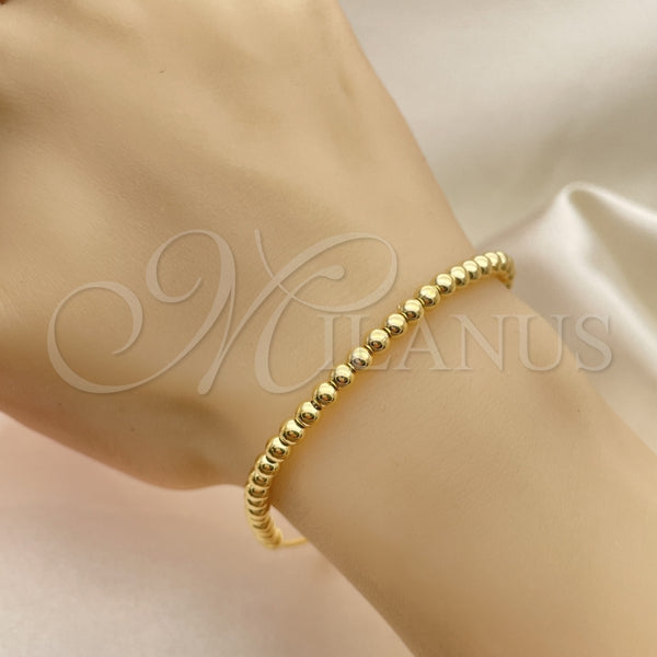 Pulsera Elegante 03.32.0584.07 Oro Laminado, Diseño de Bola, Pulido, Tono Dorado (04 MM Thickness, 7 Inches Length)