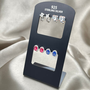 Kit Surtido de 4 Argollas Huggies con Zirconia de Plata 925 con Exhibidor al por mayor — SKU 153145