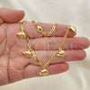 Tobillera de Dije 03.32.0589.10 Oro Laminado, Diseño de Elefante, Pulido, Tono Dorado (06 MM Thickness, 10 Inches Length)