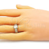 Anillo Multi Piedra 01.341.0110 Oro Laminado, Diseño de Baguette, con Blanca Zirconia Cubica and Blanca Micro Pave, Pulido, Tono Dorado (One size fits all)