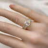 Anillo Multi Piedra 01.341.0110 Oro Laminado, Diseño de Baguette, con Blanca Zirconia Cubica and Blanca Micro Pave, Pulido, Tono Dorado (One size fits all)