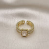 Anillo Multi Piedra 01.341.0110 Oro Laminado, Diseño de Baguette, con Blanca Zirconia Cubica and Blanca Micro Pave, Pulido, Tono Dorado (One size fits all)