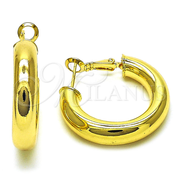 Argolla Mediana 02.163.0214.30 Oro Laminado, Diseño de Hueco, Pulido, Tono Dorado