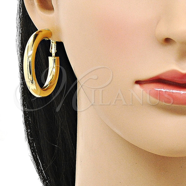 Argolla Mediana 02.163.0214.40 Oro Laminado, Diseño de Hueco, Pulido, Tono Dorado