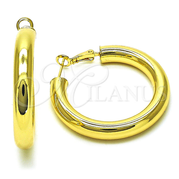 Argolla Mediana 02.163.0214.40 Oro Laminado, Diseño de Hueco, Pulido, Tono Dorado