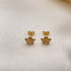 Arete Dormilona 02.412.0003 Oro Laminado, Diseño de Flor, Pulido, Tono Dorado