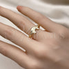 Anillo Multi Piedra 01.213.0038 Oro Laminado, Diseño de Elefante, con Negro Micro Pave, Pulido, Tono Dorado (One size fits all)
