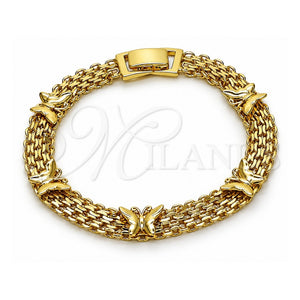 Pulsera Elegante 03.213.0221.07 Oro Laminado, Diseño de Mariposa y Bismarco, Pulido, Tono Dorado (Grosor 07 MM, 7 Pulgadas de Largo)