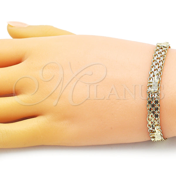 Pulsera Elegante 03.213.0222.07 Oro Laminado, Diseño de Elefante y Bismarco, Pulido, Tono Dorado (Grosor 07 MM, 7 Pulgadas de Largo)