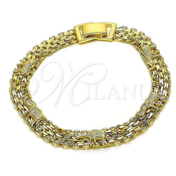 Pulsera Elegante 03.213.0222.07 Oro Laminado, Diseño de Elefante y Bismarco, Pulido, Tono Dorado (Grosor 07 MM, 7 Pulgadas de Largo)