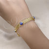 Pulsera Elegante 03.213.0157.1.08 Oro Laminado, Diseño de Ojo Griego y Bismarco, Esmaltado Azul, Tono Dorado (08 MM Thickness, 8 Inches Length)