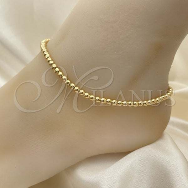 Tobillera Elegante 03.32.0636.10 Oro Laminado, Diseño de Snake y Bola, Pulido, Tono Dorado (05 MM Thickness, 10 Inches Length)