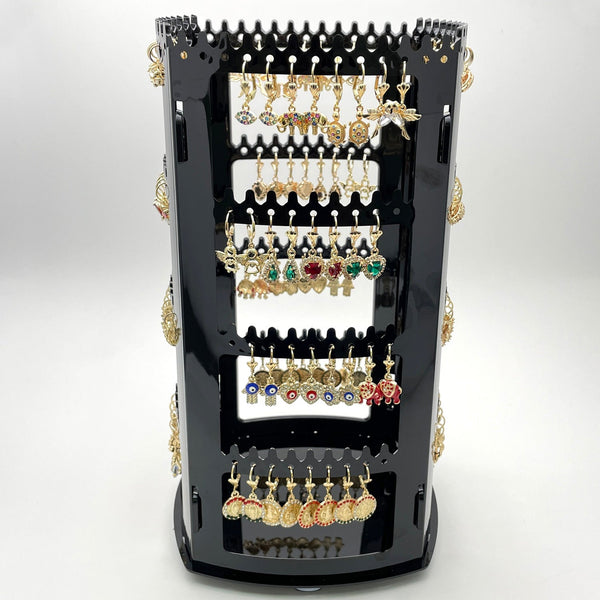 Kit Surtido de 72 Aretes Colgantes con Zirconia de Oro Laminado con Exhibidor Giratorio al por mayor — SKU 153257
