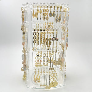Kit Surtido de 64 Aretes Largos de Oro Laminado con Exhibidor Giratorio al por mayor — SKU 153258