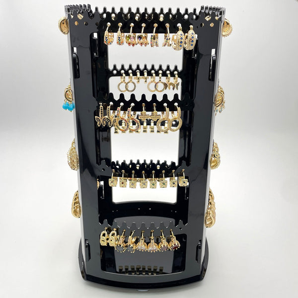 Kit Surtido de 72 Argollas Huggies de Oro Laminado con Exhibidor Giratorio al por mayor — SKU 153259