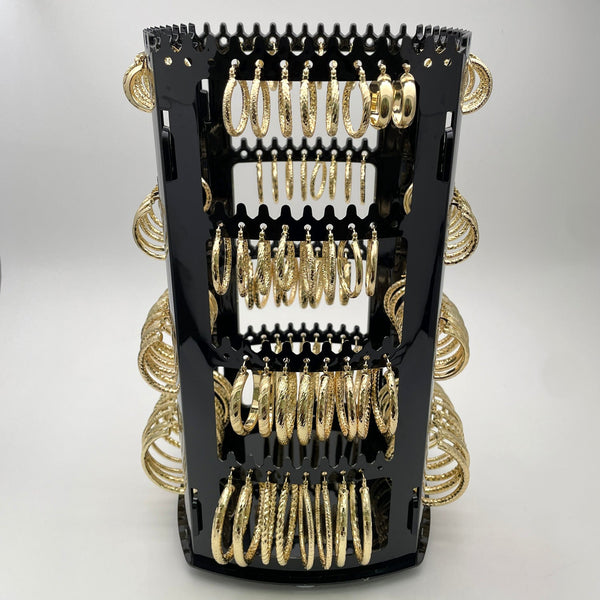 Kit Surtido de 72 Argollas de Oro Laminado con Exhibidor Giratorio al por mayor — SKU 153260