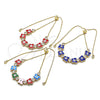 Pulsera Bolo Ajustable 03.411.0003.13 Oro Laminado, Diseño de Mariposa y Ojo Griego, con Blanca Zirconia Cubica, Esmaltado Azul, Tono Dorado (01 MM Thickness, 13 Inches Length)