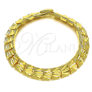Pulsera Solida 03.102.0077.1.07 Oro Laminado, Diamantado, Tono Dorado (Grosor 08 MM, 7 Pulgadas de Largo)