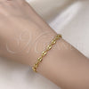 Pulsera Básica 04.326.0004.07 Oro Laminado, Diseño de Puff Mariner, Pulido, Tono Dorado (Grosor 04.6 MM, 7 Pulgadas de Largo)
