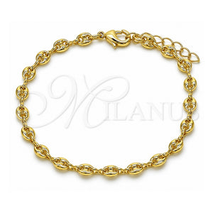 Pulsera Básica 04.326.0004.07 Oro Laminado, Diseño de Puff Mariner, Pulido, Tono Dorado (Grosor 04.6 MM, 7 Pulgadas de Largo)