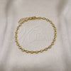 Tobillera Básica 04.326.0004.10 Oro Laminado, Diseño de Puff Mariner, Pulido, Tono Dorado (Grosor 04.6 MM, 10 Pulgadas de Largo)