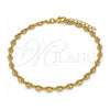 Tobillera Básica 04.326.0004.10 Oro Laminado, Diseño de Puff Mariner, Pulido, Tono Dorado (Grosor 04.6 MM, 10 Pulgadas de Largo)
