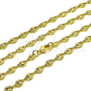 Gargantilla Basica 04.326.0004.24 Oro Laminado, Diseño de Puff Mariner, Pulido, Tono Dorado (05 MM Thickness, 24 Inches Length)