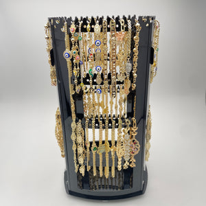 Kit Surtido de 64 Pulseras de Oro Laminado con Exhibidor Giratorio al por mayor — SKU 153292