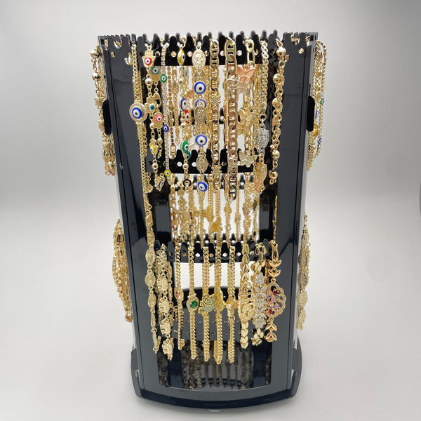 Kit Surtido de 64 Pulseras de Oro Laminado con Exhibidor Giratorio al por mayor — SKU 153292