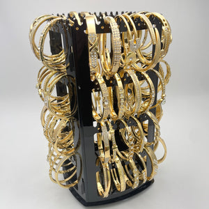 Kit Surtido de 64 Brazaletes con Zirconia de Oro Laminado con Exhibidor Giratorio al por mayor — SKU 153296