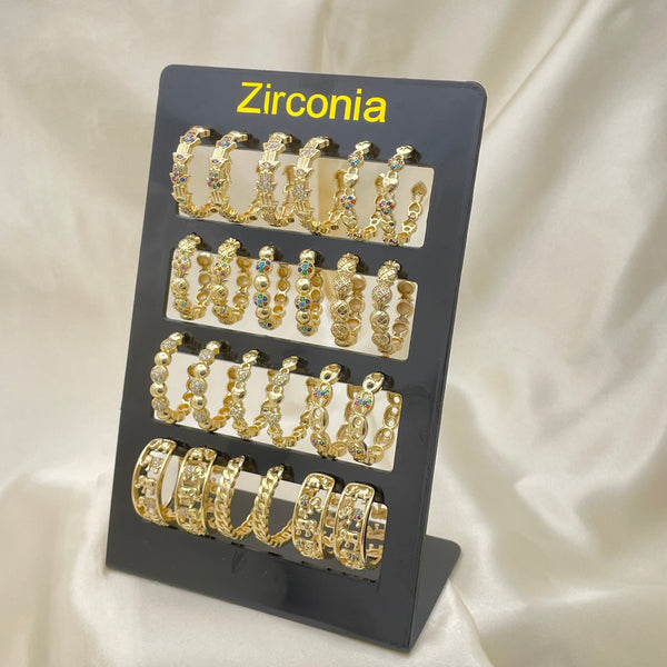 Kit Surtido de 12 Argollas de Oro Laminado con Exhibidor al por mayor — SKU 153298