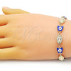 Pulsera Elegante 03.213.0223.07 Oro Laminado, Diseño de Virgen Maria y Mariposa, Esmaltado Azul, Tono Dorado (08 MM Thickness, 7 Inches Length)