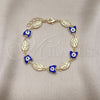 Pulsera Elegante 03.213.0223.07 Oro Laminado, Diseño de Virgen Maria y Mariposa, Esmaltado Azul, Tono Dorado (08 MM Thickness, 7 Inches Length)